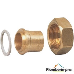 Raccord 2 pièces droit Gaz pour tube cuivre Ø22mm*, écrou 3/4’’ vendu à l’unité