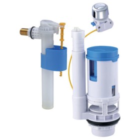 Mécanisme complet WC - Soupape à double poussoir à câble + Robinet flotteur