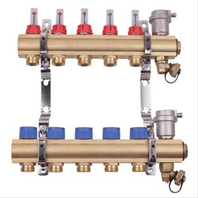 Collecteur laiton brut pre-monte plancher chauffant basse temperature - entrées F26/34 - 6 départs 3/4EK