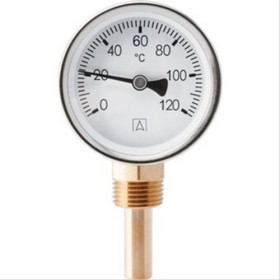 Thermomètre Radial 0-120°C D=63mm. Tube fileté M1/2’’ L=65