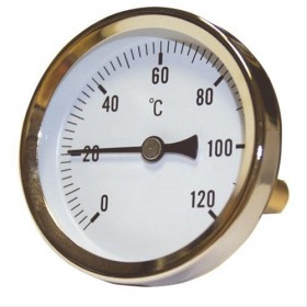 Thermomètre Axial 0-120°C D=63mm. Tube fileté M1/2’’ L=100
