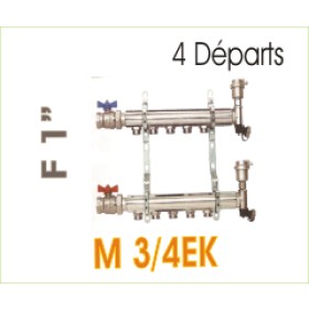 Collecteur complet pour radiateur MF1’’, 4 départs/arrivés M3/4EK.