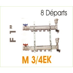 Collecteur complet pour radiateur MF1’’, 8 départs/arrivés M3/4EK.