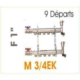 Collecteur complet pour radiateur MF1’’, 9 départs/arrivés M3/4EK.