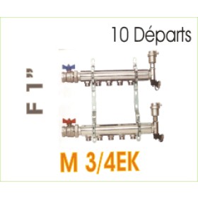 Collecteur complet pour radiateur MF1’’, 10 départs/arrivés M3/4EK.