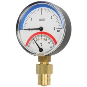 Thermo-manomètre Radial 1/2’’ - max 120°C - 4 bar - Ø80mm